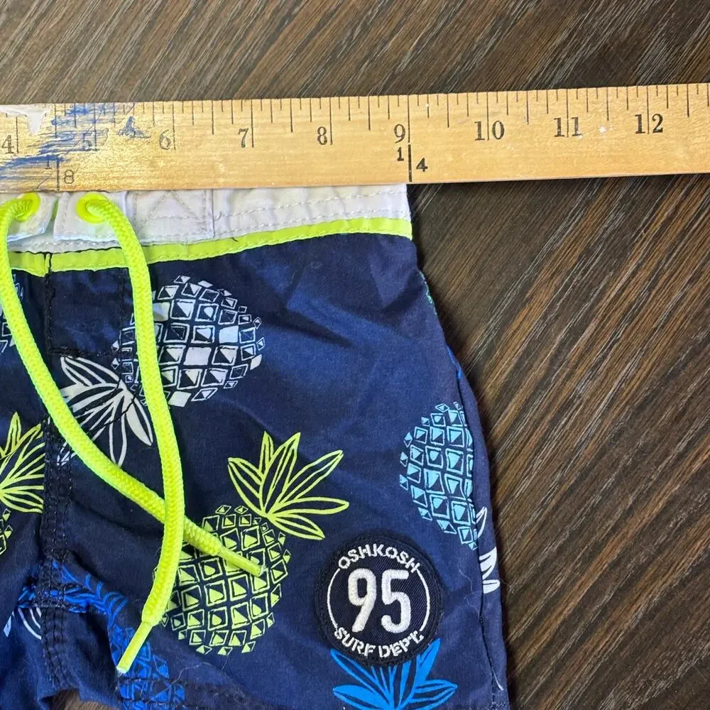 OshKosh B'gosh Boardshorts Baby 9M Blue Pineapple-Print Embroidered Swim Summer